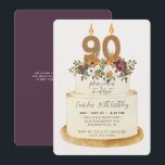 Chic Purple Fall Autumn 90th Birthday Cake Invitation<br><div class="desc">Celebrate a feminine fall 90th birthday with our chic invitation. Design features a rustic cake decorated with autumn flowers, leaves and candles with the number 90 all for the ultimate chic look. All text is 100% customisable. If you need extra pieces for this collection please contact me, happy to help!...</div>