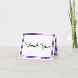 Chic Purple Faux Glittered Trim - Thank You Card
