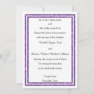 Chic Purple Faux Glittered Trim - Wedding Invite