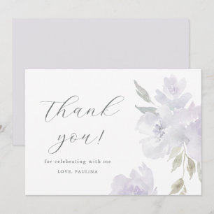 Chic Purple Floral Birthday Quinceañera Thank You Invitation