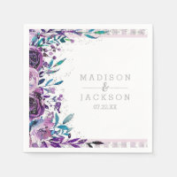 Chic Purple Floral & Silver Monogram Wedding