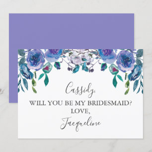 Chic Purple Floral Will You Be My Bridesmaid Invitation