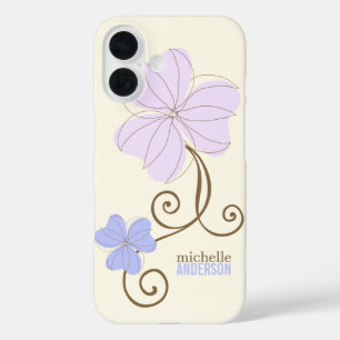 Chic Purple Florals iPhone 16 Case