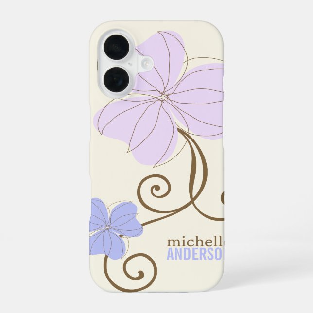 Chic Purple Florals iPhone 16 Case (Back)