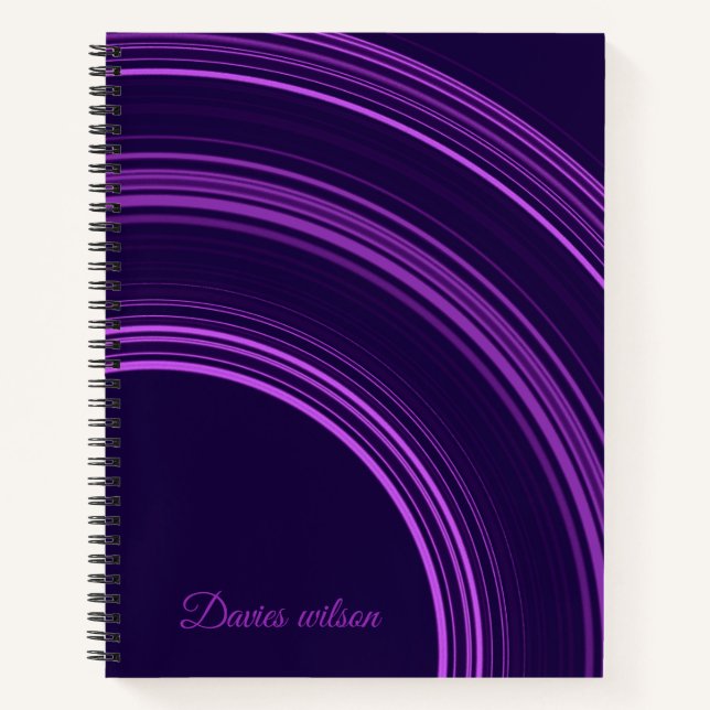 Chic purple geometric pattern custom name notebook (Front)