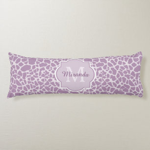 Chic Purple Giraffe Print With Monogram and Name Body Cushion