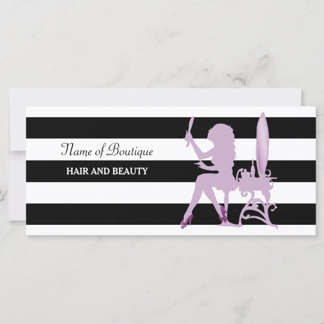 Chic Purple Girl Stripes Salon Gift Certificate (Front)