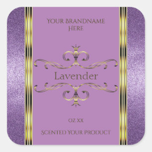 Chic Purple Glitter and Gold Ornate Product Labels