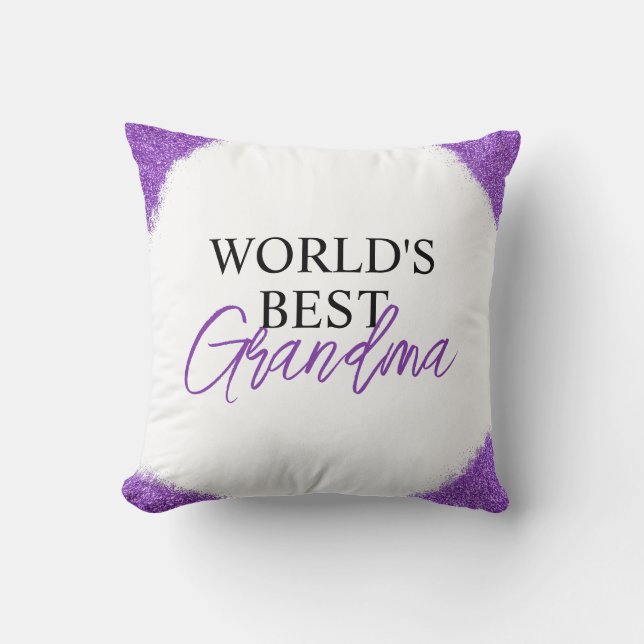Chic Purple Glitter Grandma Cushion (Front)