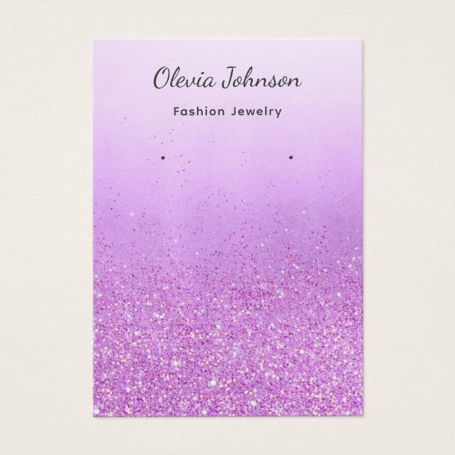 Chic Purple glitter jewellery earring display card (Front)