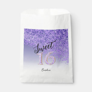 Chic Purple Glitter Sweet 16 Birthday   Favour Bags
