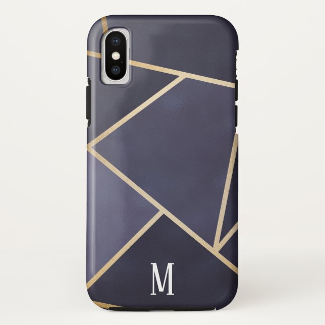 Chic Purple & Gold Abstract Monogram Case-Mate iPhone Case (Back)