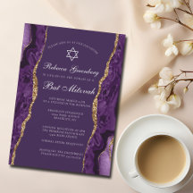 Chic Purple Gold Agate Bat Mitzvah Party