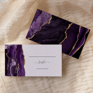Chic Purple Gold Agate Lavender Wedding Escort Place Card