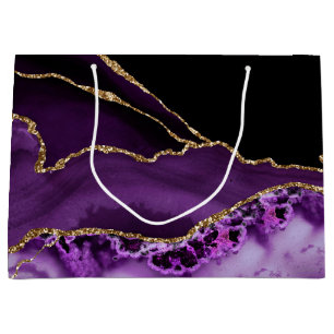 Chic purple Gold Agate Marble Gift Bag