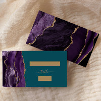 Chic Purple Gold Agate Teal Wedding Escort