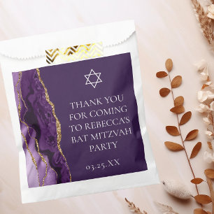 Chic Purple Gold Bat Mitzvah Personalised Party Favour Bags