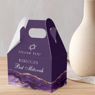 Chic Purple Gold Bat Mitzvah Personalised Party Favour Box