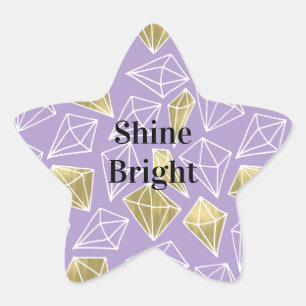 Chic Purple Gold Diamonds Star Sticker