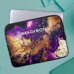 Chic purple gold faux glitter marbling monogram laptop sleeve<br><div class="desc">Cute purple magenta gold faux glitter marble art monogram Laptop sleeve. Add style to your office, desk, or personal space with a Chic and stylish monogrammed laptop sleeve.The perfect accessory for a fashionable contemporary girl or woman. A beautiful, modern and cool design that you can customise over any other product...</div>