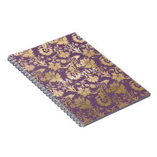 Chic Purple Gold Floral Notebook