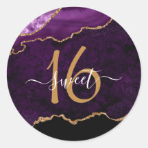 Chic Purple Gold Glitter Agate Custom Monogram