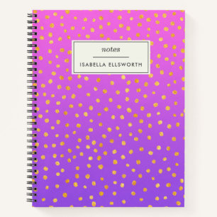Chic Purple Gold Polka Dot Personalised Writing  Notebook