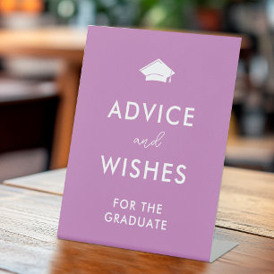 Chic Purple Grad Cap Graduation Advice and Whishes Pedestal Sign