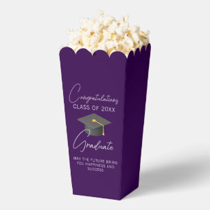 Chic Purple Graduation Party Popcorn Favour Box