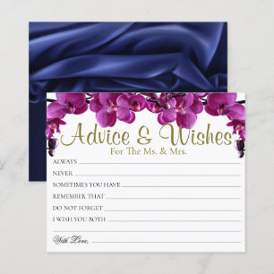 Chic Purple Leaves Wedding Advice Wishes Cards