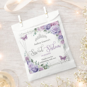 Chic Purple Lilac Floral Butterflies Sweet Sixteen Favour Bags