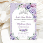 Chic Purple Lilac Floral Sweet 16 Silver Birthday Save The Date<br><div class="desc">Personalise this chic Quinceañera / sweet 16 birthday save the date with your details easily and quickly, simply press the customise it button to further re-arrange and format the style and placement of the text. This lovely save the date card features gorgeous watercolor purple, lilac, lavender floral and silver accents....</div>