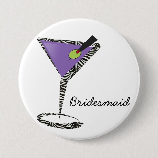 chic purple martini 7.5 cm round badge (Front)