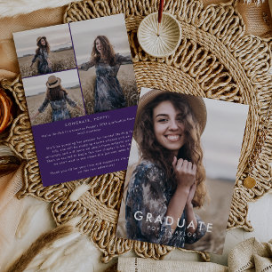 Chic Purple Message Photo Collage Graduation Announcement