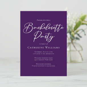 Chic Purple Minimalist Bachelorette Party Invitation