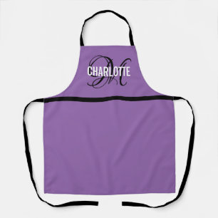 Chic purple monogram name apron