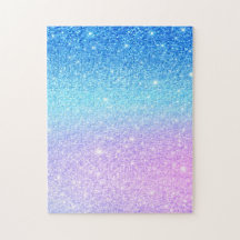 Chic Purple Ombre Blue Glitter Modern             