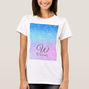 Chic Purple Ombre Blue Glitter Modern T-Shirt