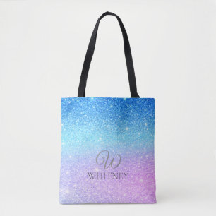Chic Purple Ombre Blue Glitter Modern Tote Bag