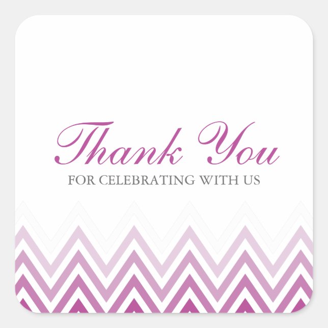 Chic Purple Ombre Chevrons Square Sticker (Front)