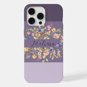 Chic Purple Palette Blooms Wildflowers iPhone 15 Pro Max Case