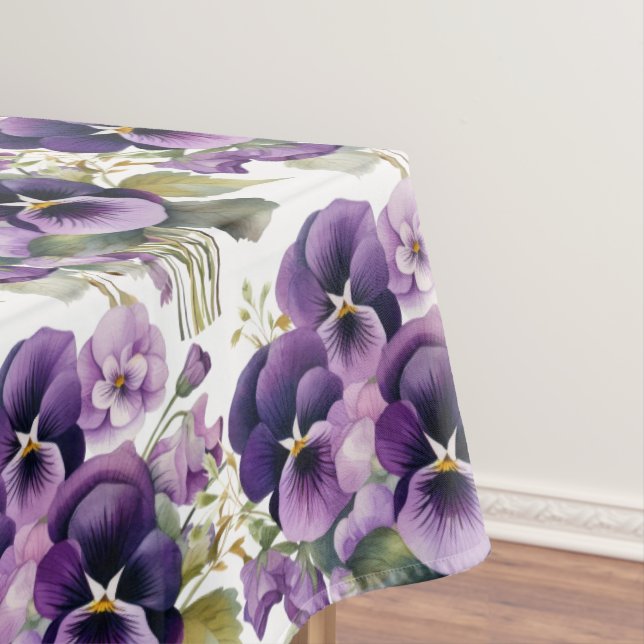 Chic Purple Pansy Pansies Tablecloth (In Situ)