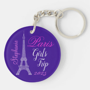 Chic Purple Paris Eiffel Tower Girls Trip Key Ring
