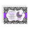 Chic Purple Polka Dot Damask Baby Shower Invite