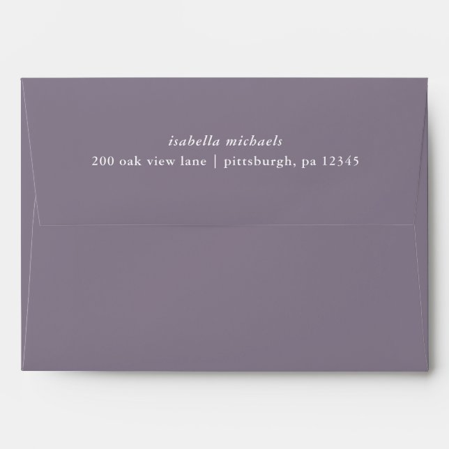 Chic Purple Return Name and Address Wedding Envelope (Back (Top Flap))
