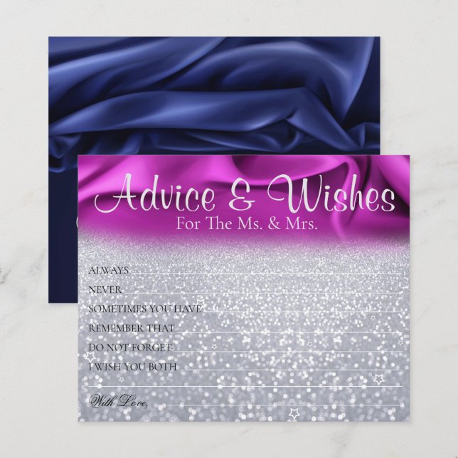 Chic Purple Silk Velvet Wedding Advice Wishes Card (Front/Back)