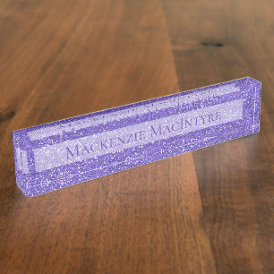 Chic Purple Sparkle Glitter Nameplate