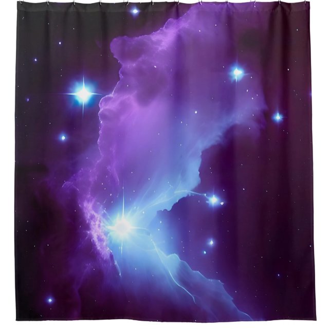 Chic Purple Star Burst Shower Curtain (Front)
