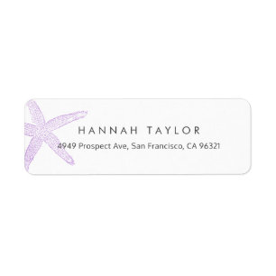 Chic Purple Starfish on White Return Address
