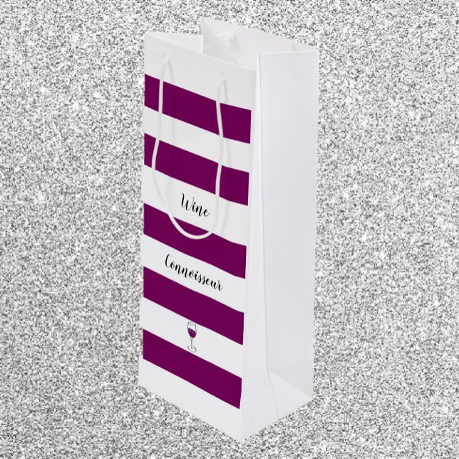 Chic Purple Striped Wine Connoisseur Gift Bag (Creator Uploaded)